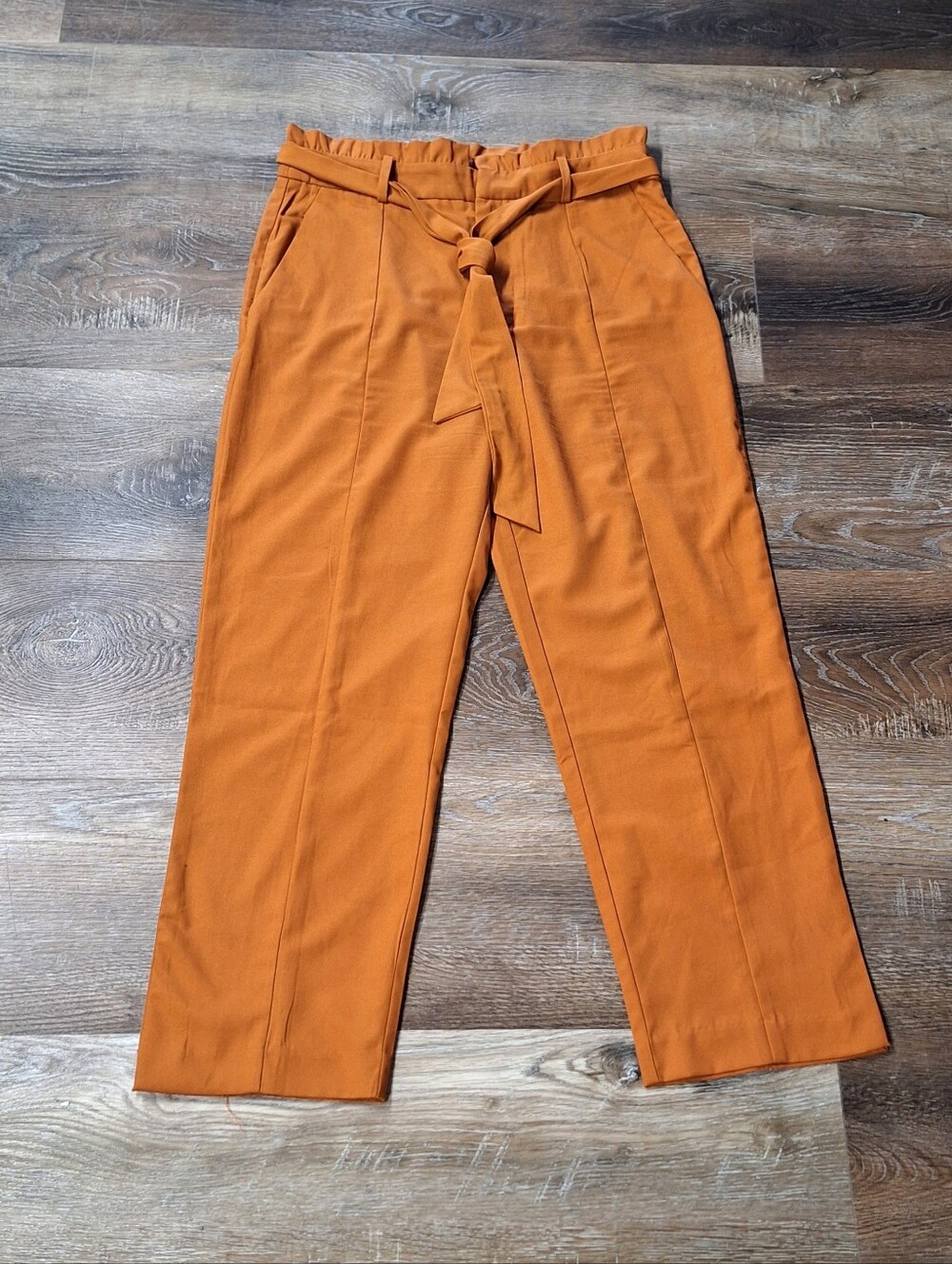Lulus Burnt Orange Paper Bag Waist Pants, Size XL - Picture 4 of 10